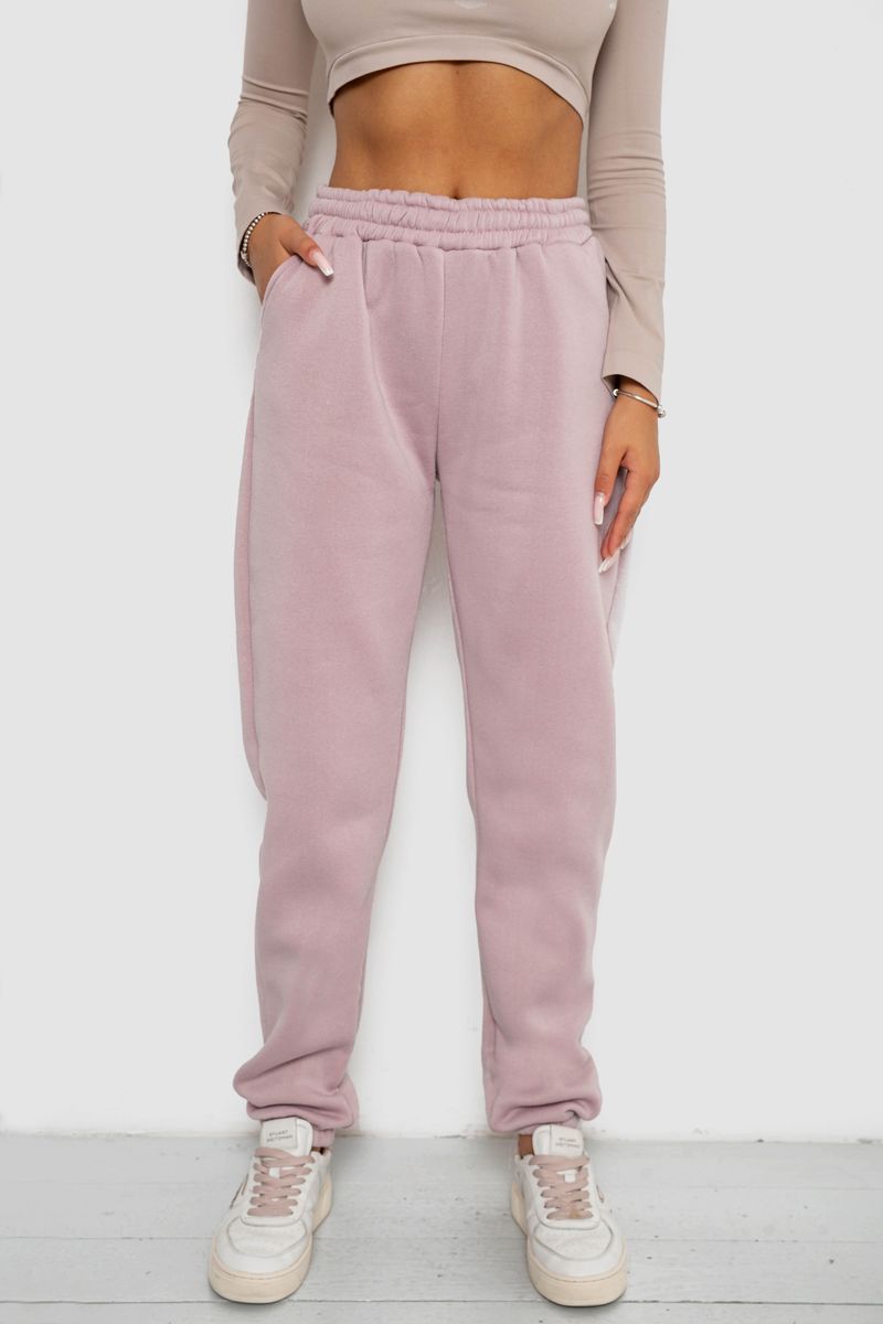 Спортивні штани жіночі на флісі, колір пудровий, 238R58671