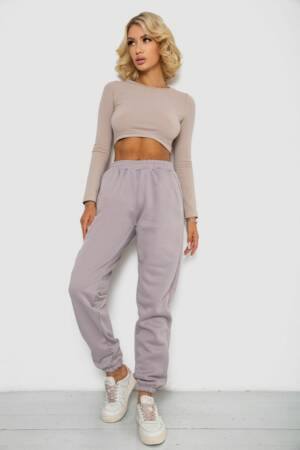 Спортивні штани жіночі на флісі, колір світло-сірий, 238R58671