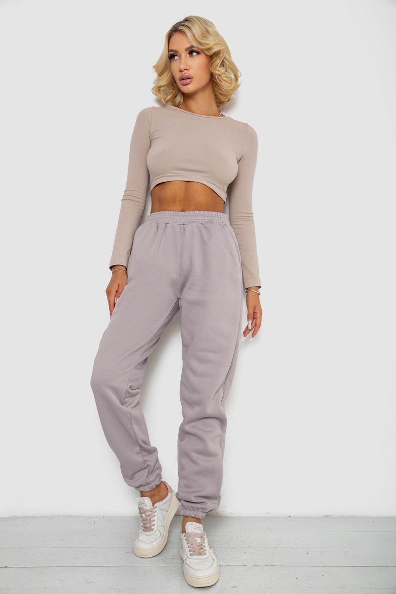 Спортивні штани жіночі на флісі, колір світло-сірий, 238R58671 - Зображення 2