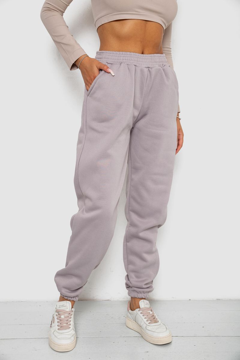 Спортивні штани жіночі на флісі, колір світло-сірий, 238R58671 - Зображення 3