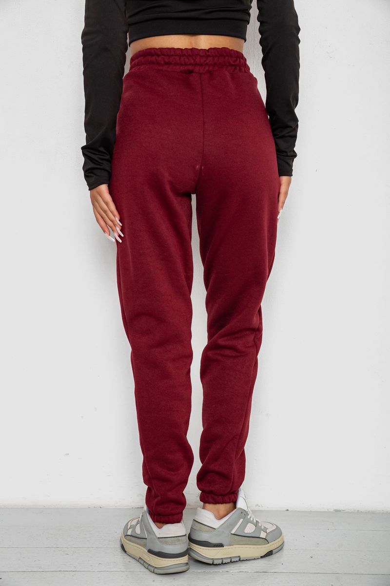 Спортивні штани жіночі на флісі, колір бордовий, 238R58671 - Зображення 4