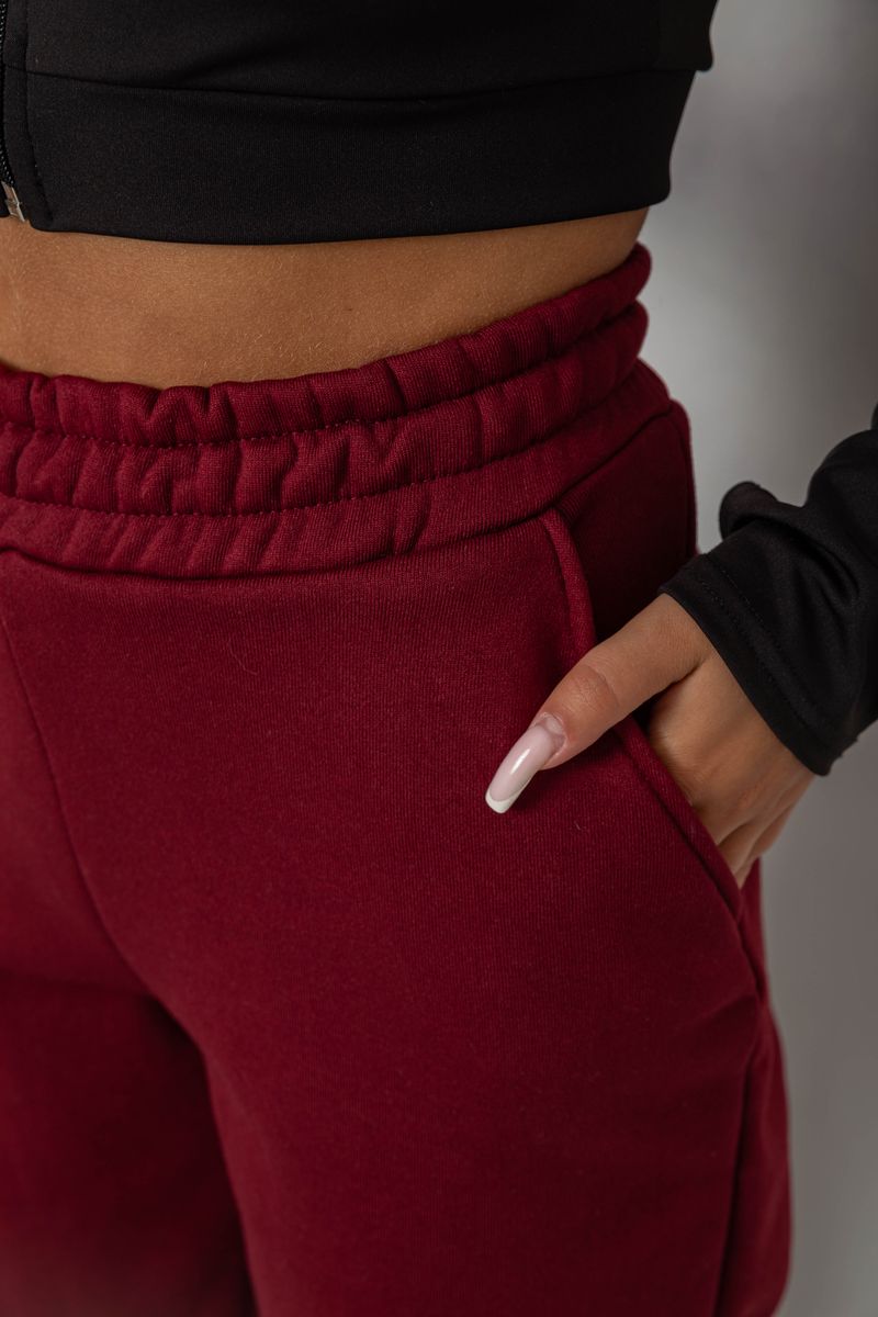 Спортивні штани жіночі на флісі, колір бордовий, 238R58671 - Зображення 5