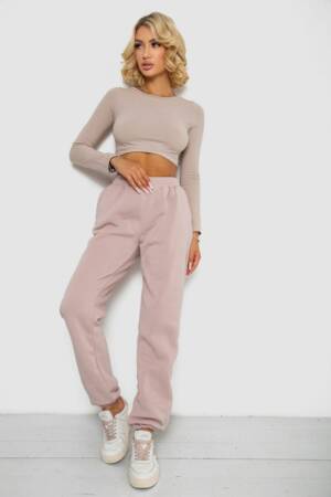 Спортивні штани жіночі на флісі, колір бежевий, 238R58671