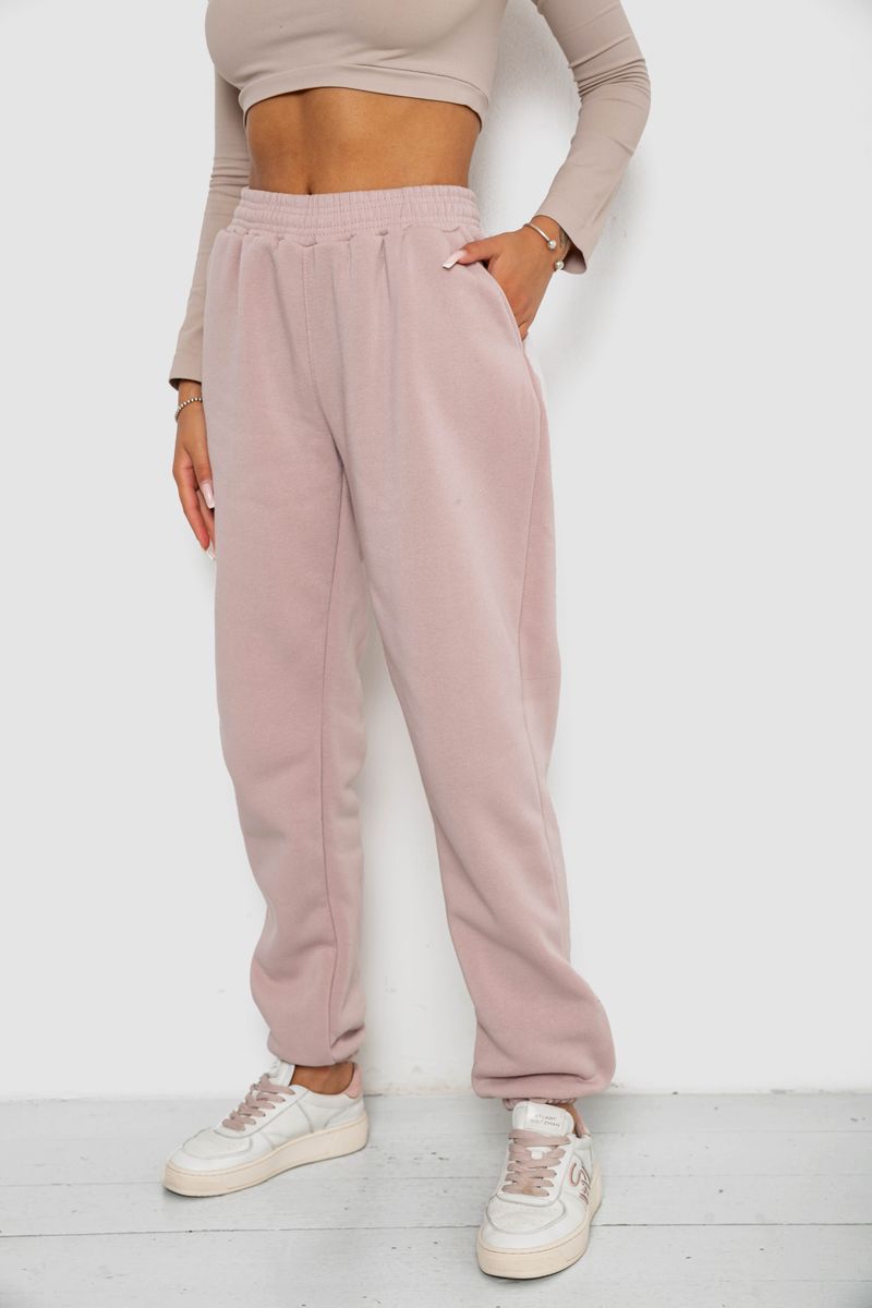 Спортивні штани жіночі на флісі, колір бежевий, 238R58671 - Зображення 3