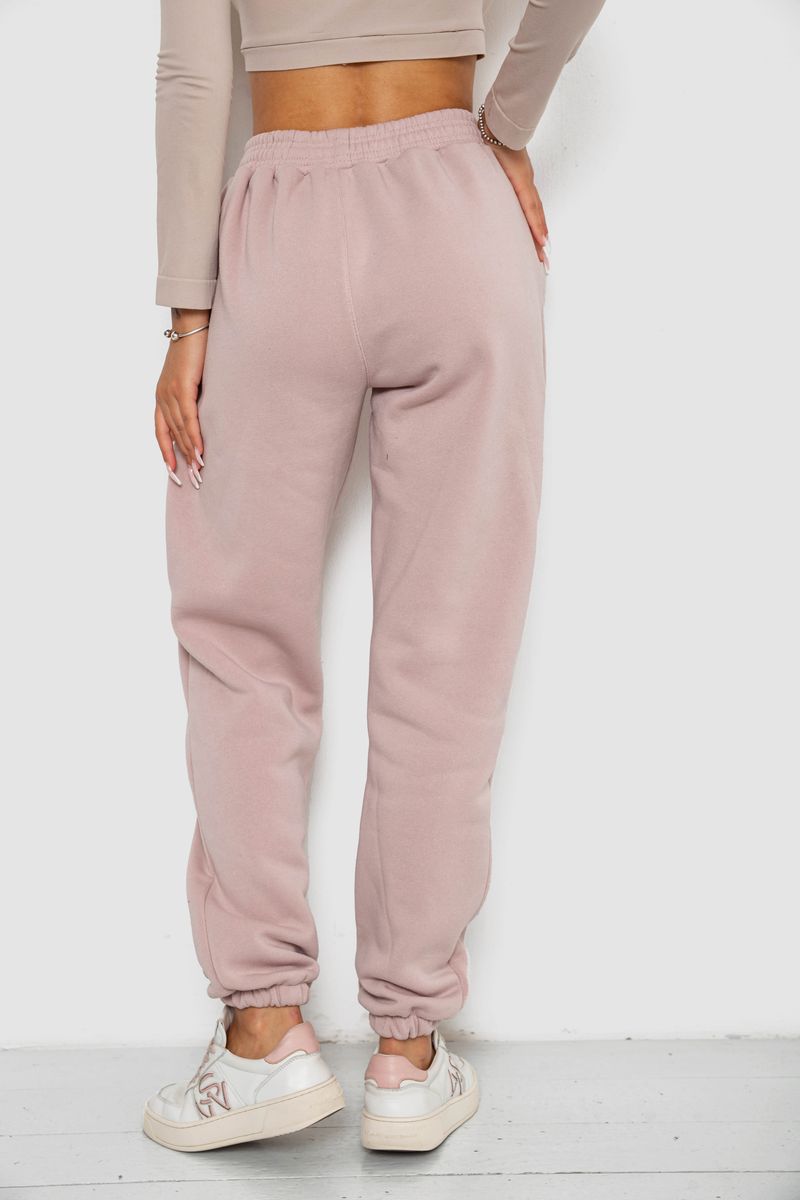 Спортивні штани жіночі на флісі, колір бежевий, 238R58671 - Зображення 4