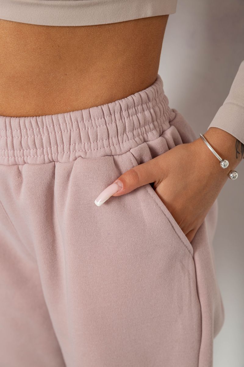 Спортивні штани жіночі на флісі, колір бежевий, 238R58671 - Зображення 5