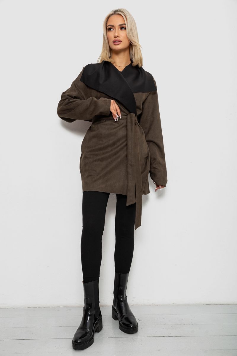 Жіночий кардиган однотонний, колір хакі, 257R001