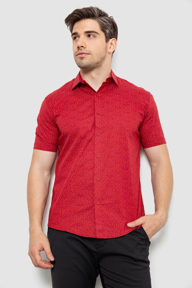Сорочка чоловіча з принтом, колір бордовий, 214R7339