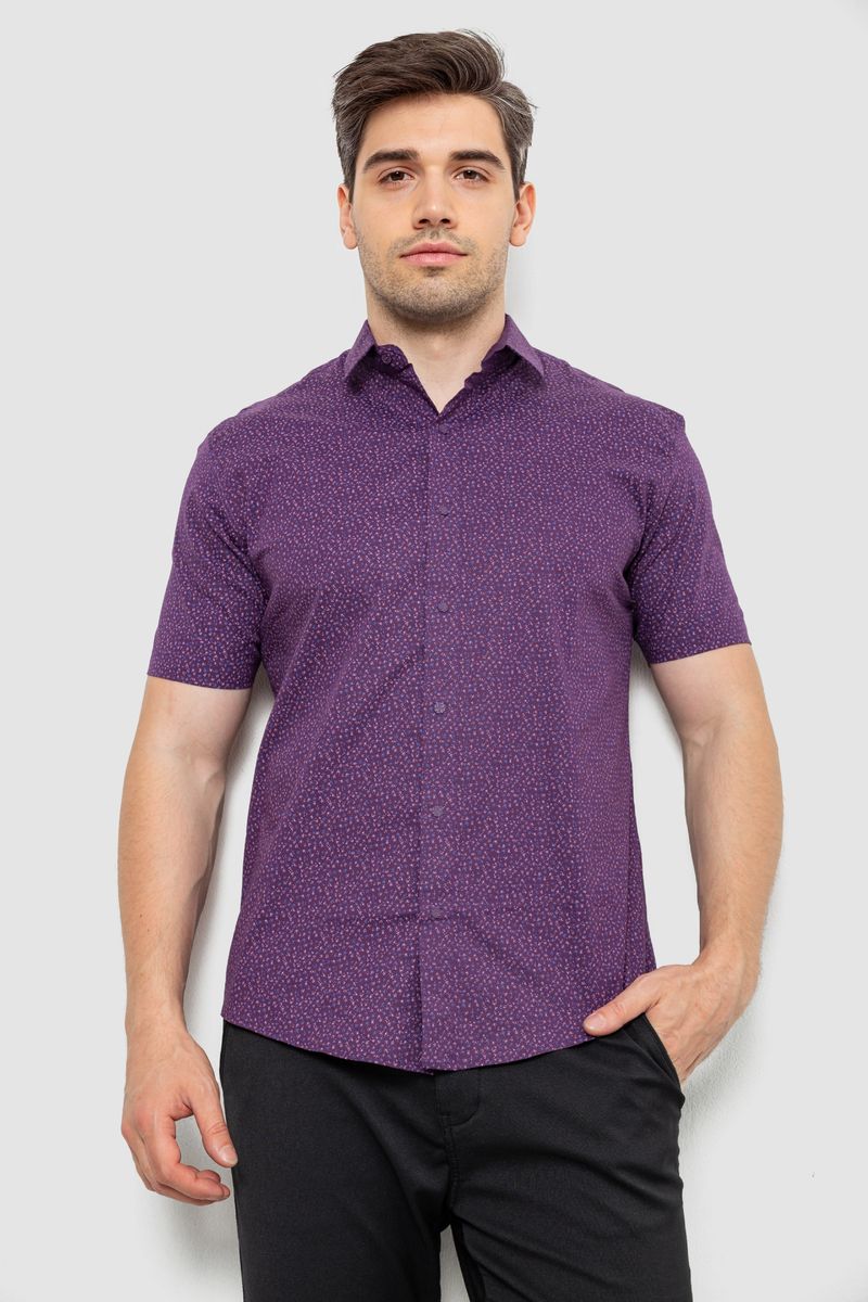 Сорочка чоловіча з принтом, колір фіолетовий, 214R7339