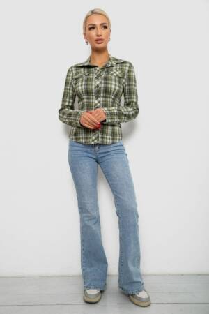 Сорочка жіноча в клітку, колір хакі, 230R064-1