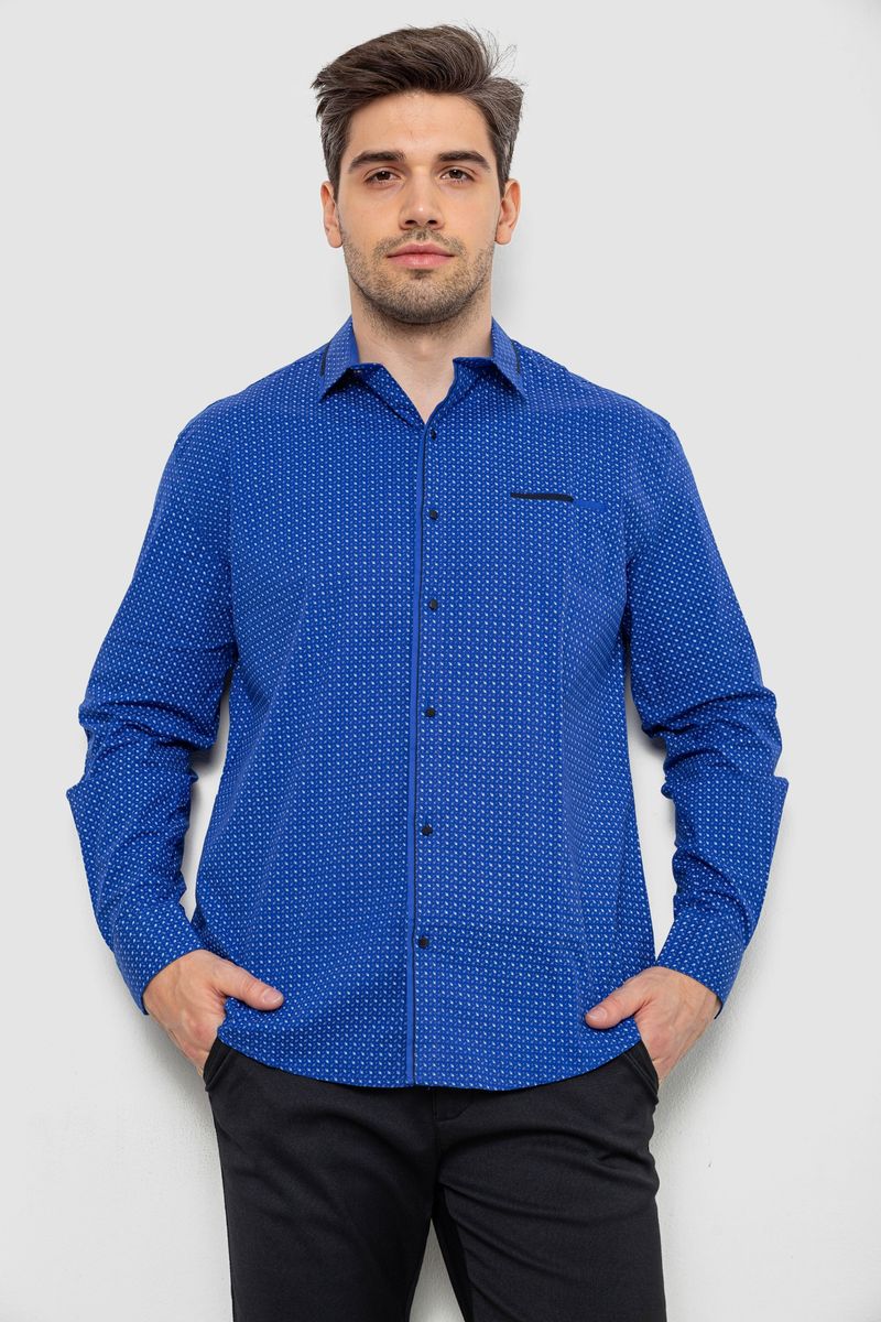 Сорочка чоловіча з принтом, колір електрик, 214R7497