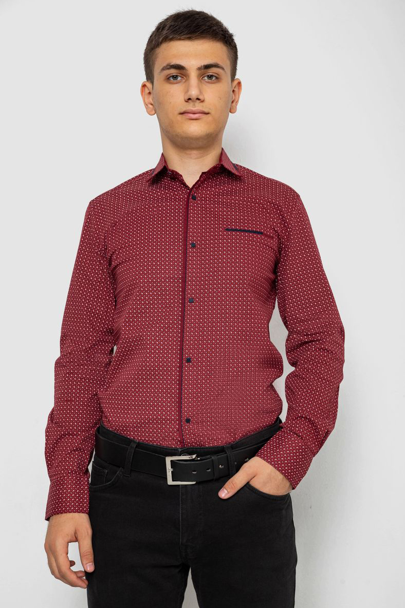Сорочка чоловіча з принтом, колір бордовий, 214R7497
