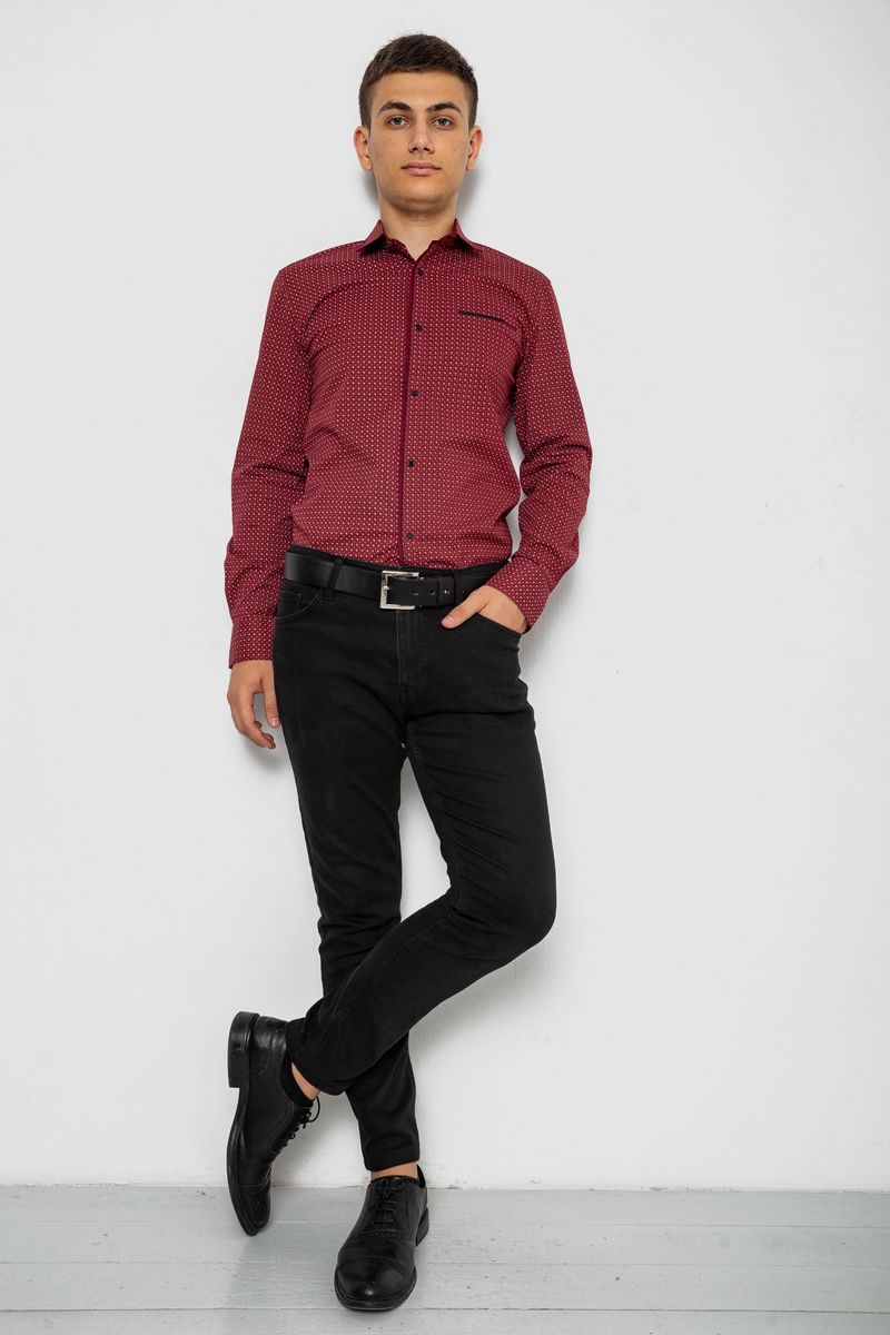 Сорочка чоловіча з принтом, колір бордовий, 214R7497