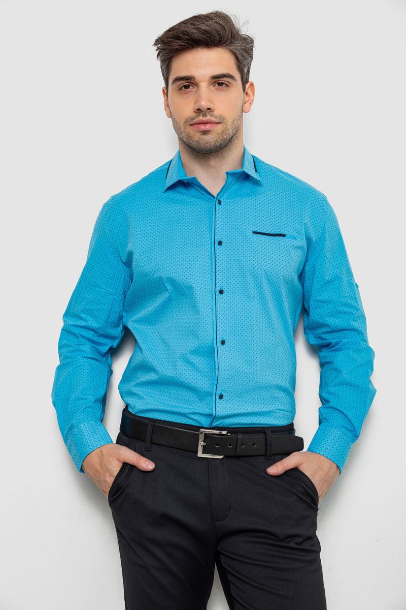 Сорочка чоловіча з принтом, колір блакитний, 214R7497