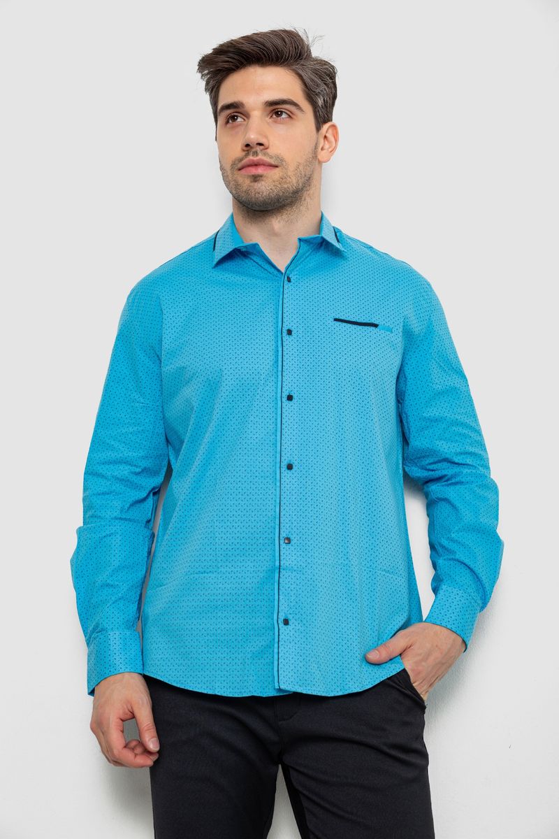 Сорочка чоловіча з принтом, колір блакитний, 214R7497