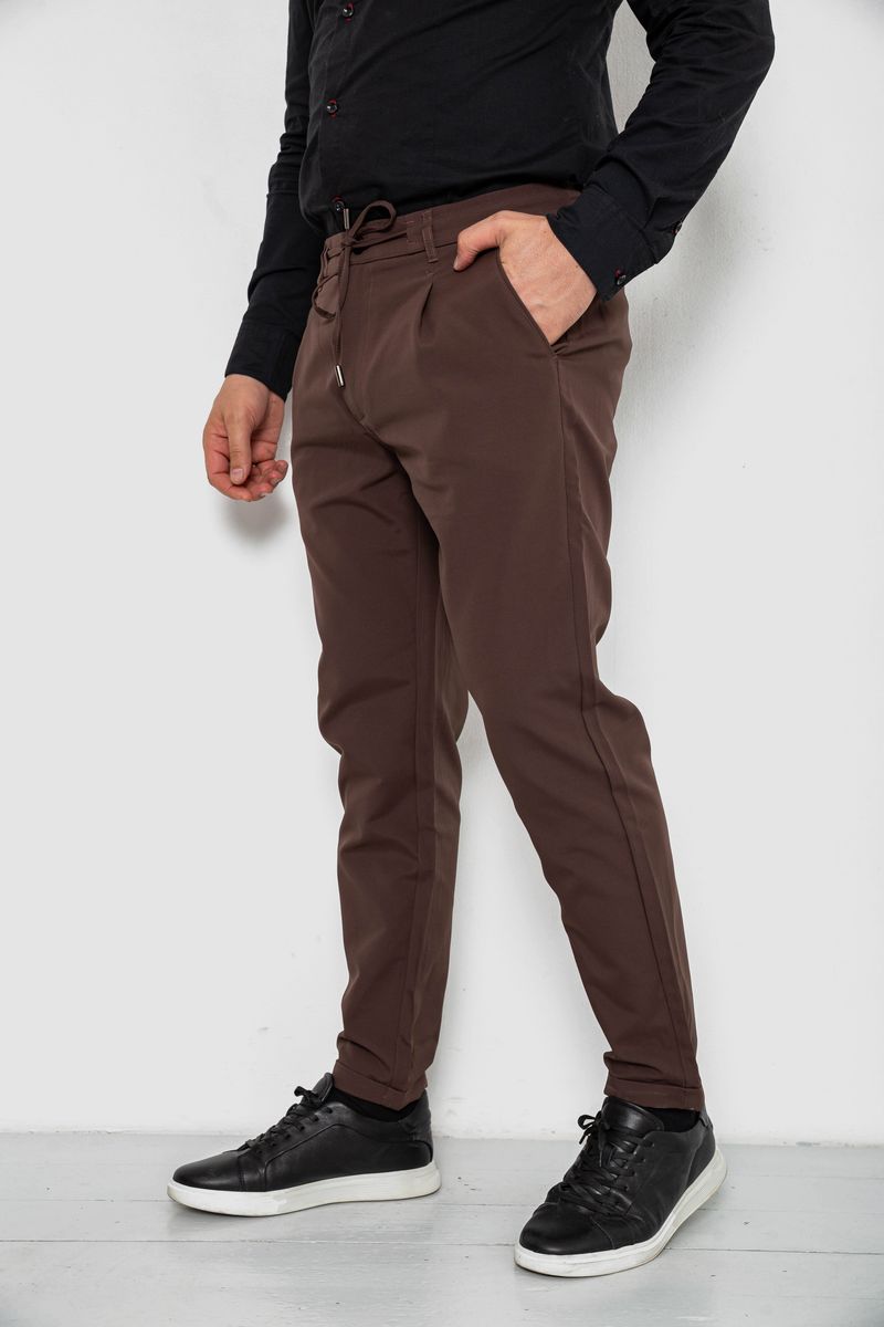Штани чоловічі класичні однотонні, колір коричневий, 157RU02-007