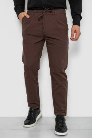 Штани чоловічі класичні однотонні, колір коричневий, 157RU02-007