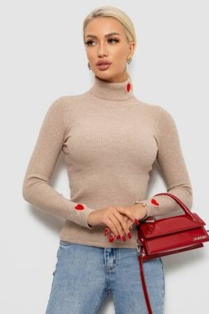 Гольф жіночий однотонний, колір бежевий, 204R052