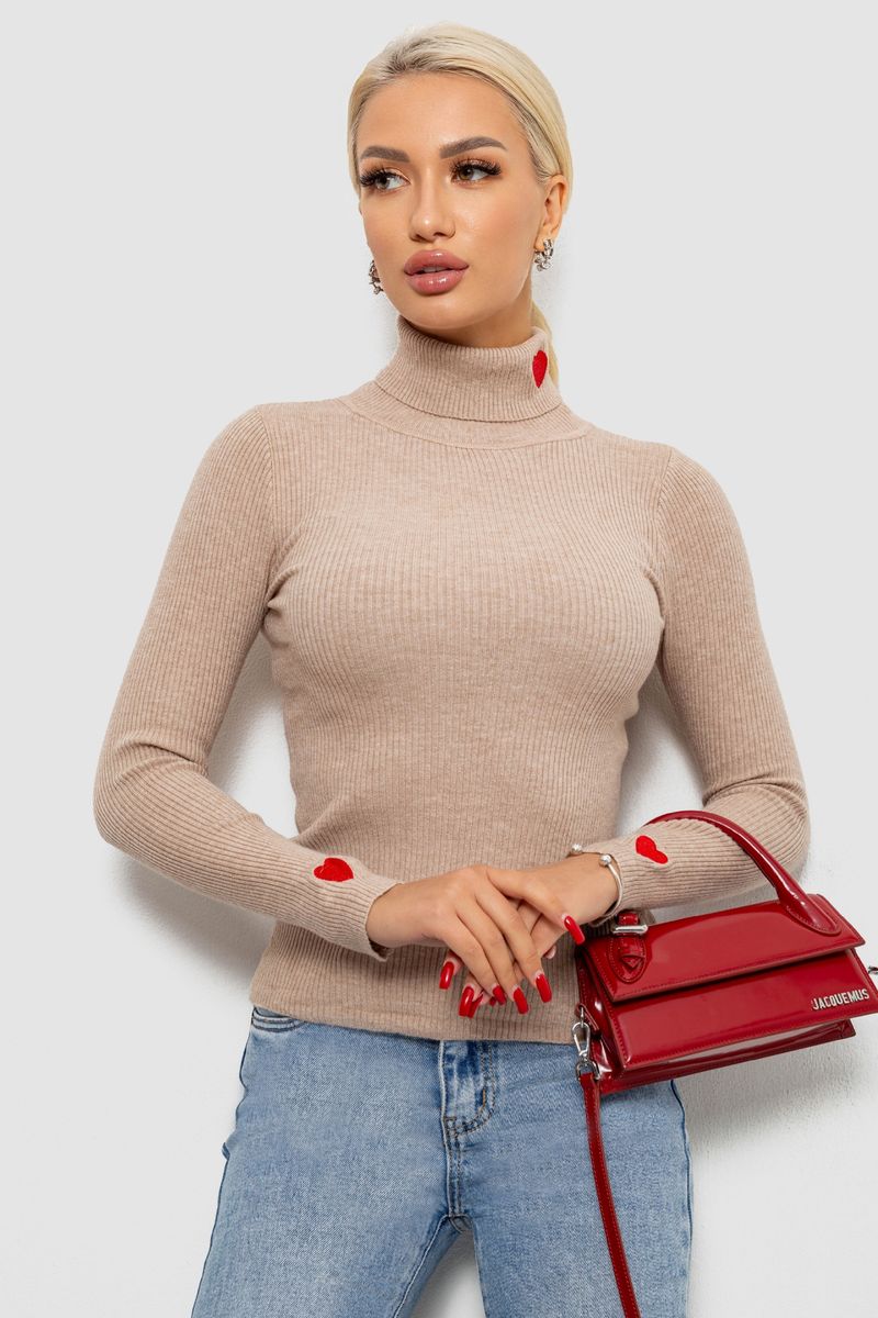 Гольф жіночий однотонний, колір бежевий, 204R052