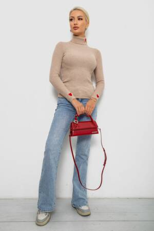 Гольф жіночий однотонний, колір бежевий, 204R052