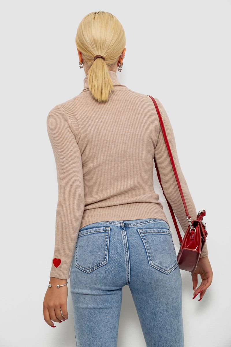 Гольф жіночий однотонний, колір бежевий, 204R052 - Зображення 4