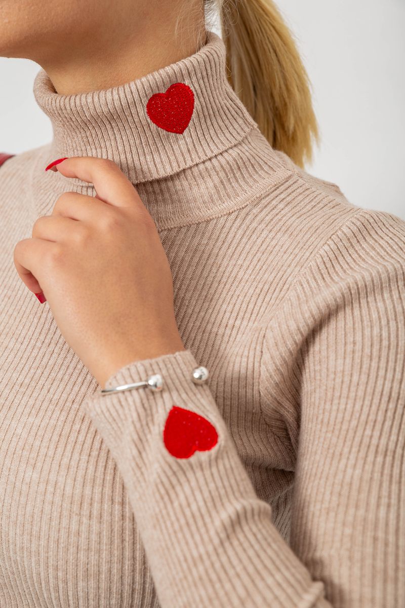 Гольф жіночий однотонний, колір бежевий, 204R052 - Зображення 5