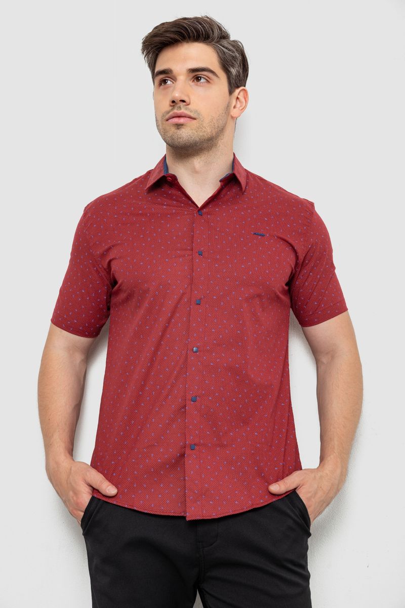Сорочка чоловіча з принтом, колір бордовий, 214R7340
