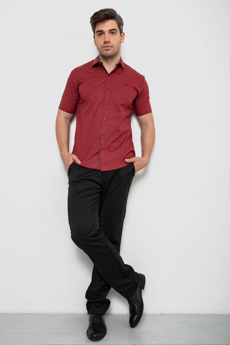 Сорочка чоловіча з принтом, колір бордовий, 214R7340