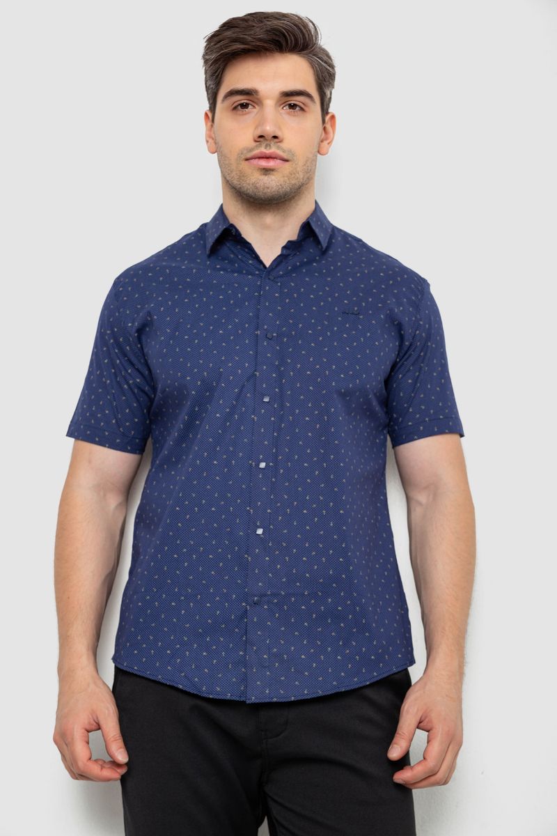 Сорочка чоловіча з принтом, колір темно-синій, 214R7340