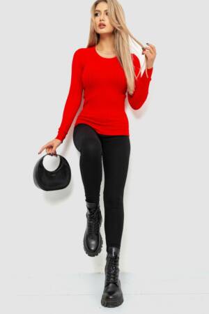 Водолазка жіноча в рубчик, колір червоний, 204R9031