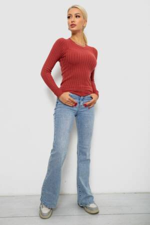 Водолазка жіноча в рубчик, колір темно-кораловий, 204R9031