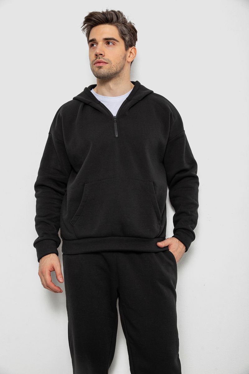 Спортивний костюм чоловічий на флісі, колір чорний, 238R030