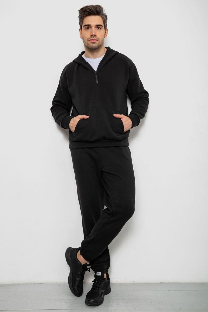 Спортивний костюм чоловічий на флісі, колір чорний, 238R030