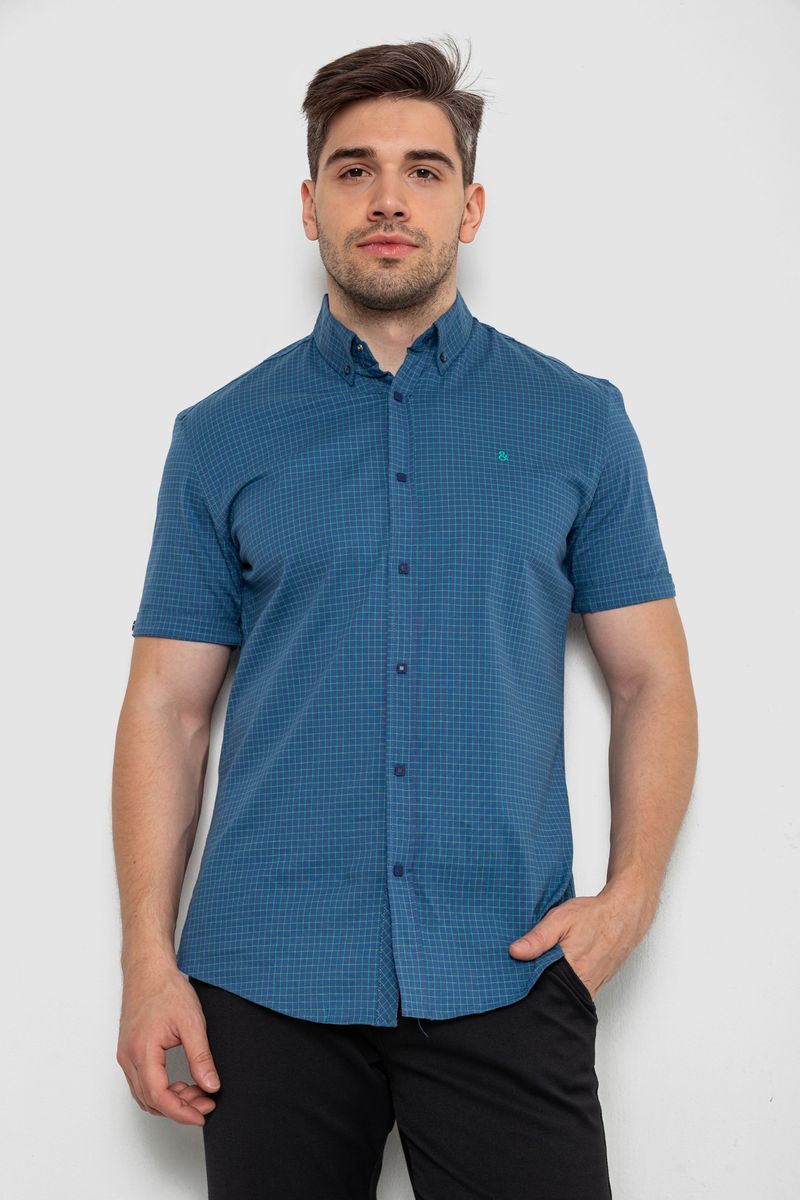 Сорочка чоловіча в клітинку, колір синій, 214R4564-3