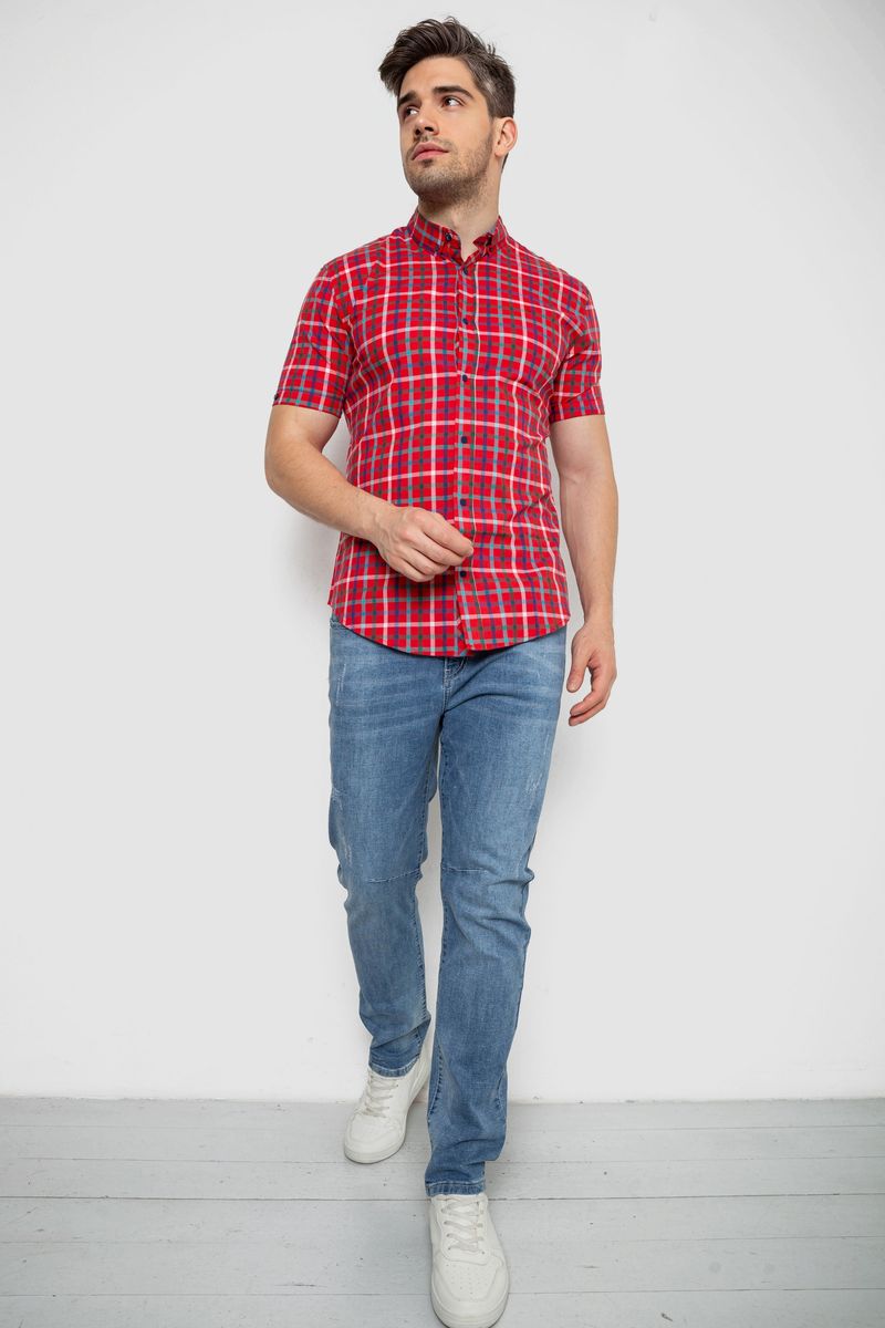 Сорочка чоловіча в клітку, колір червоний, 214R831-1