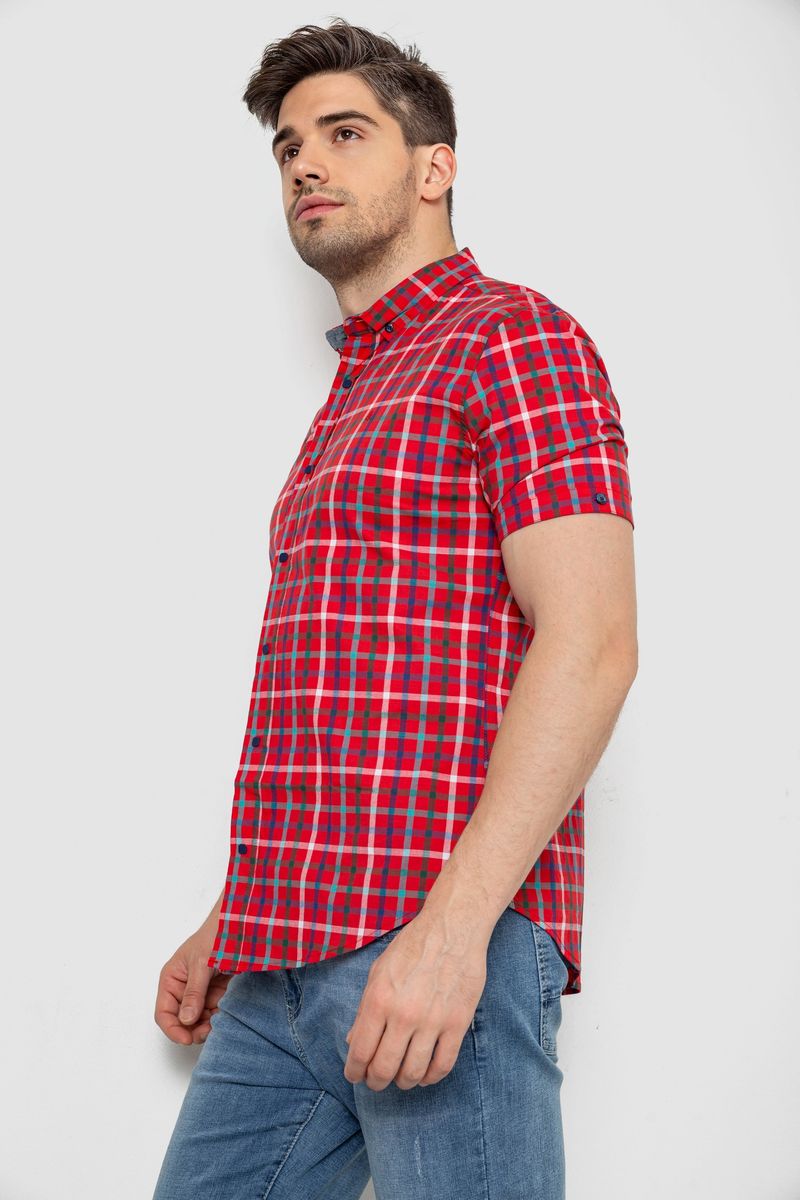 Сорочка чоловіча в клітку, колір червоний, 214R831-1 - Зображення 3