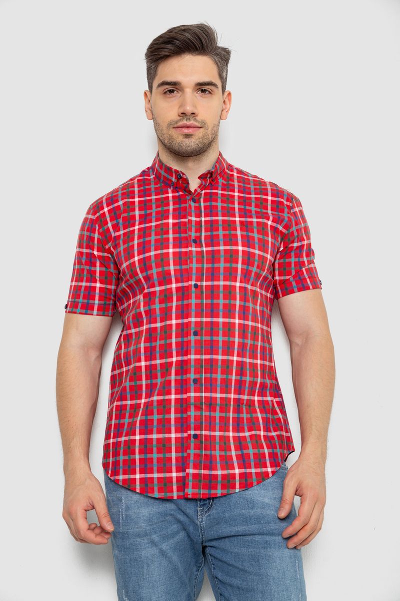 Сорочка чоловіча в клітку, колір червоний, 214R831-1