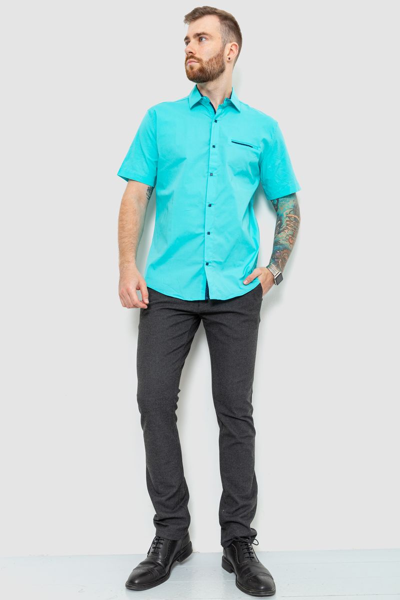 Сорочка чоловіча класична, колір бірюзовий, 214R7115
