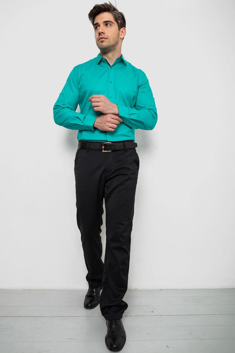 Сорочка чоловіча однотонна, колір м’ятний, 214R7327-1