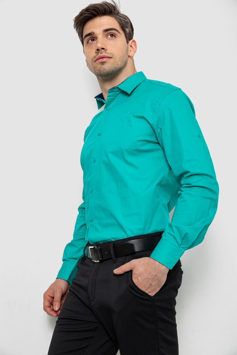 Сорочка чоловіча однотонна, колір м'ятний, 214R7327-1 - Зображення 3