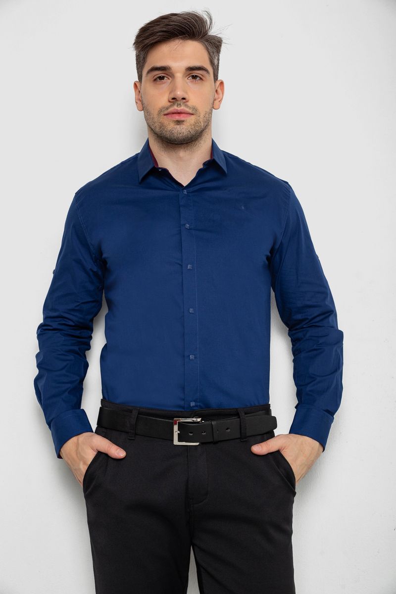 Сорочка чоловіча однотонна, колір синій, 214R7327-1