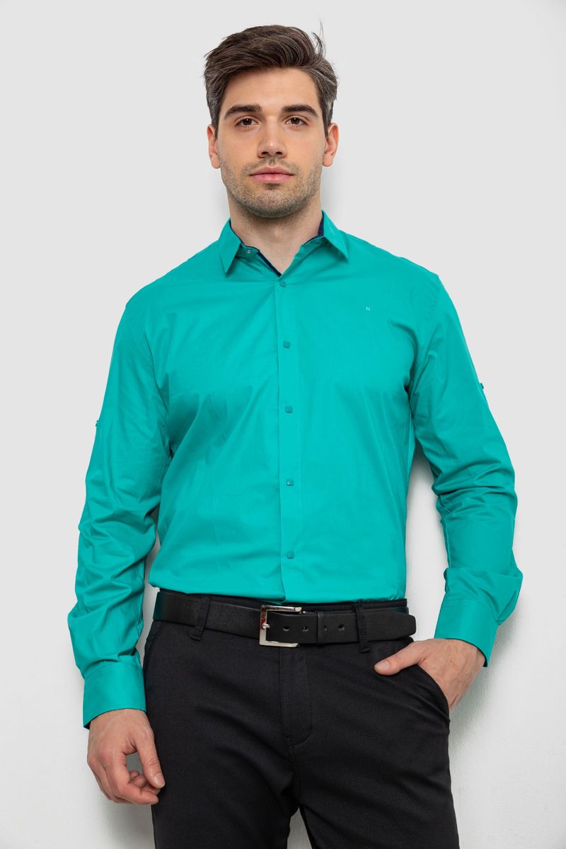 Сорочка чоловіча однотонна, колір м’ятний, 214R7327-1