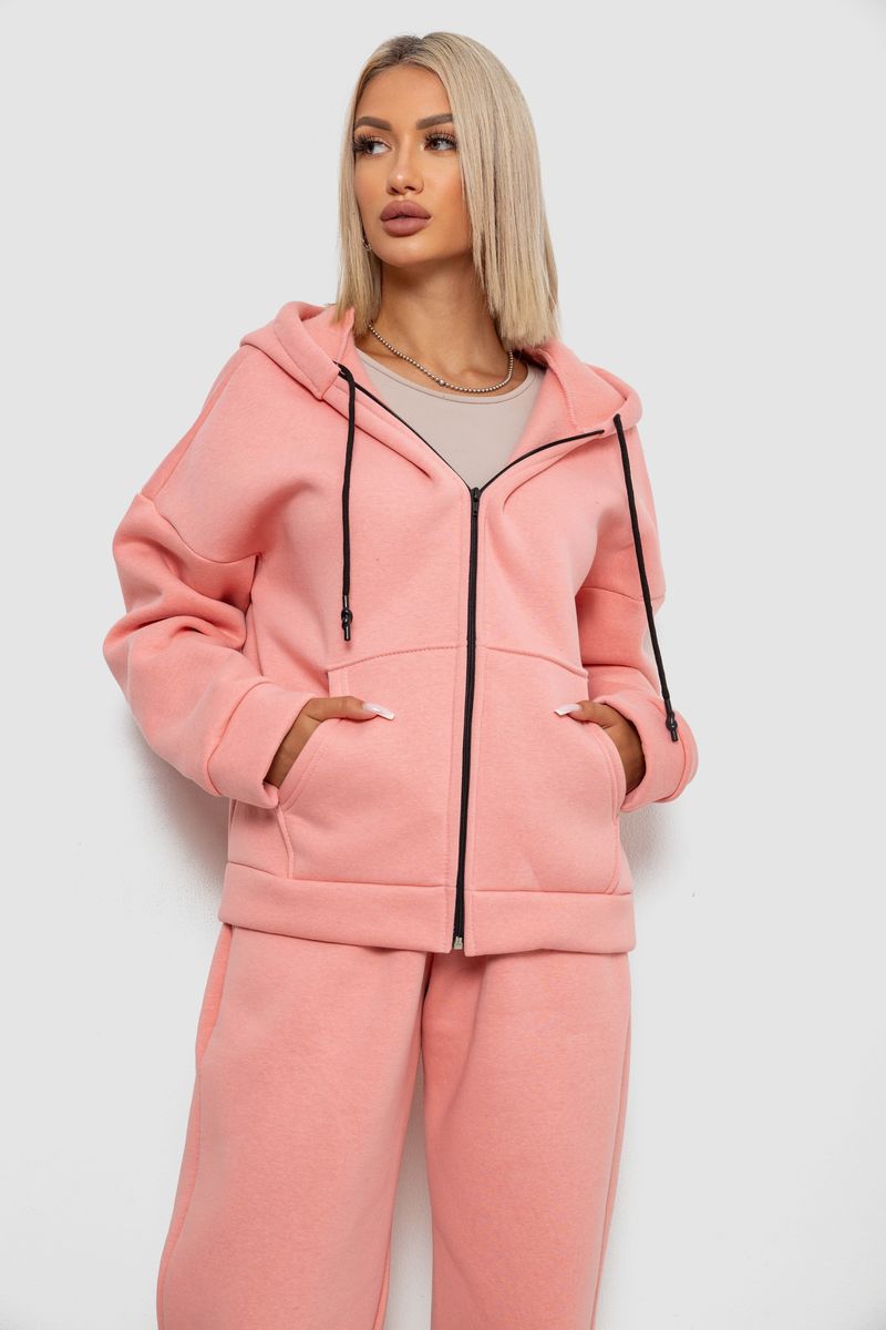 Спортивний костюм жіночий на флісі, колір персиковий, 238R5715-1