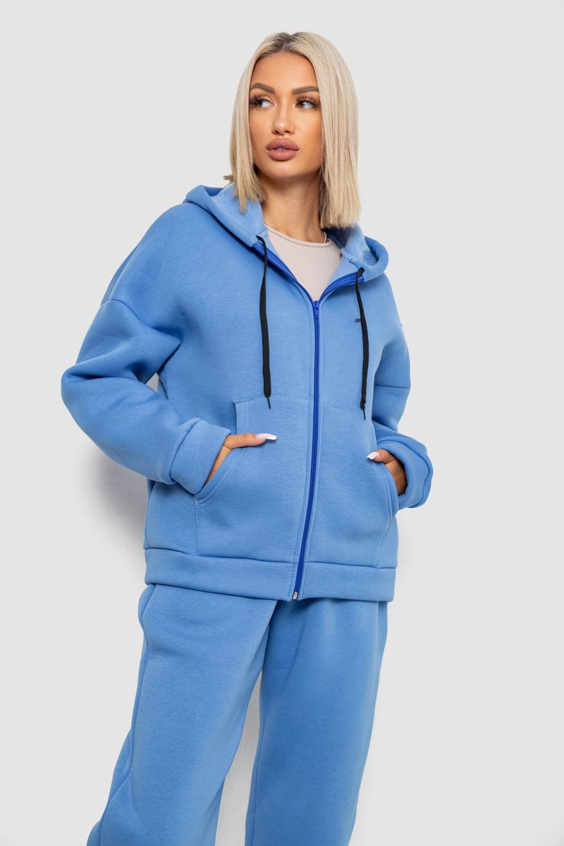 Спортивний костюм жіночий на флісі, колір джинс, 238R5715-1