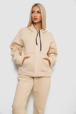 Спортивний костюм жіночий на флісі, колір бежевий, 238R5715-1