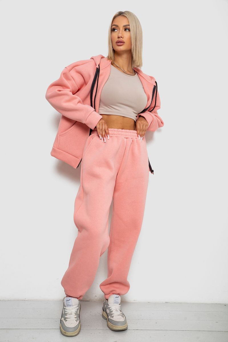 Спортивний костюм жіночий на флісі, колір персиковий, 238R5715-1