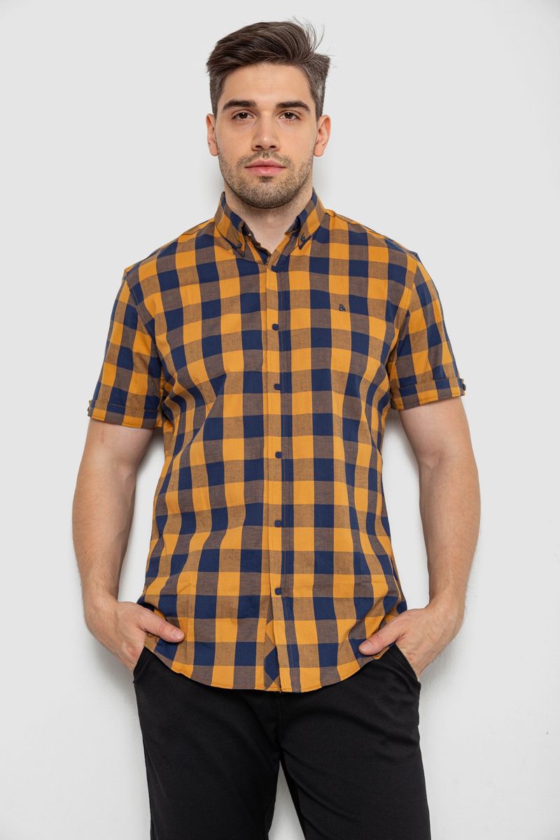 Сорочка чоловіча в клітку, колір коричневий, 214R834