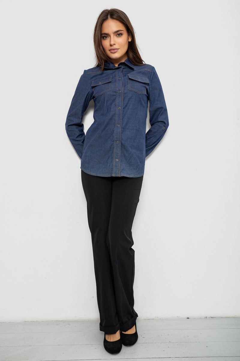 Сорочка жіноча однотонна, колір синій, 230R069