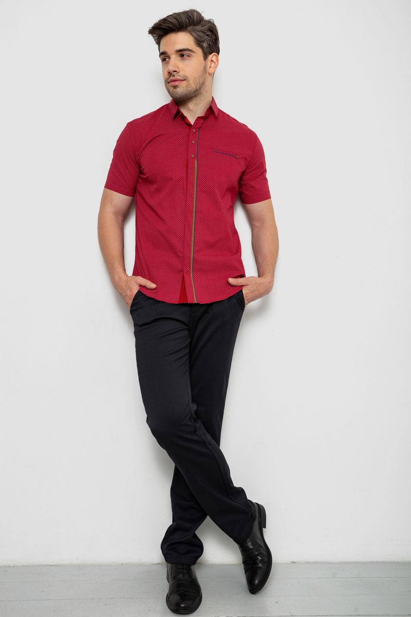 Сорочка чоловіча з принтом, колір бордовий, 214R7017