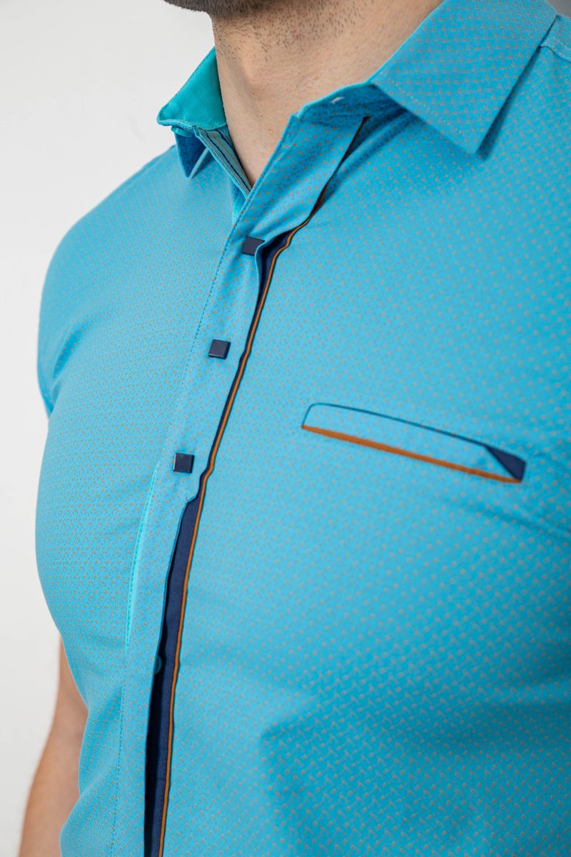 Сорочка чоловіча з принтом, колір блакитний, 214R7017 - Зображення 5